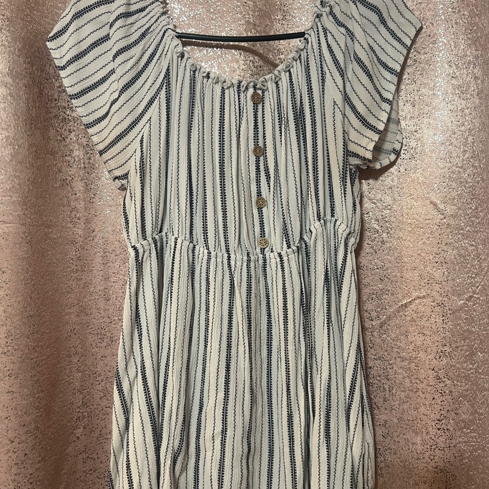 Striped Blue and White Women's Blouse